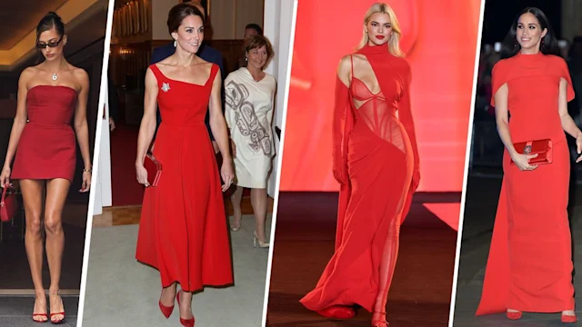 Celebrities and royals wearing red dresses