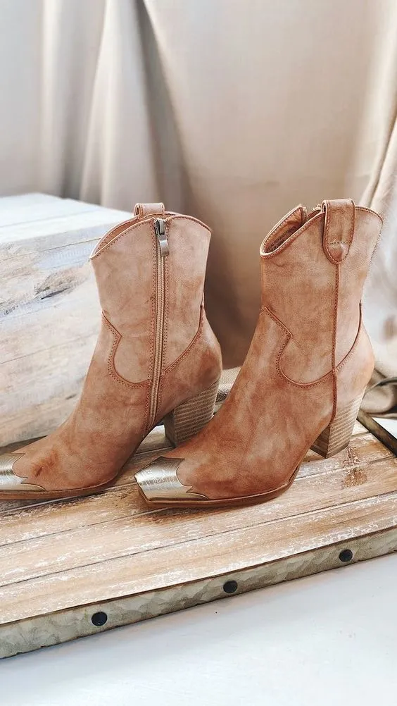 Tan Western Ankle Boots