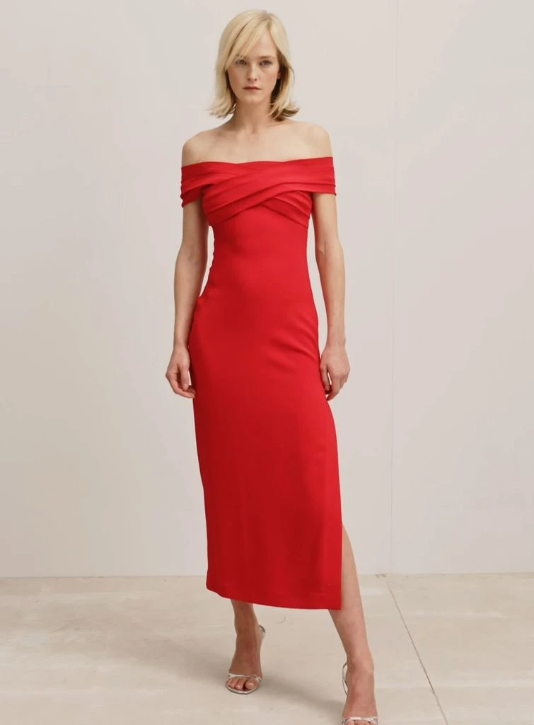 Mango Off-The-Shoulder Red Dress