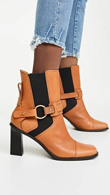 Cognac Chelsea Boots with Buckles