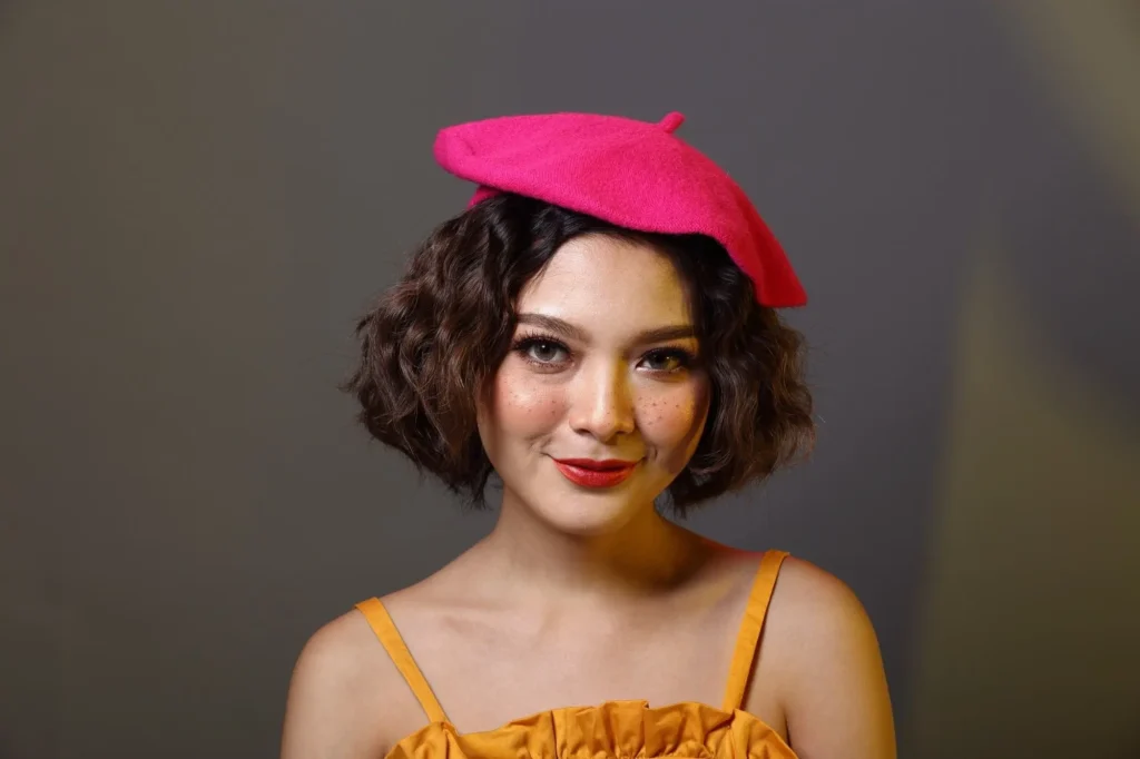 Curly Bob With Beret