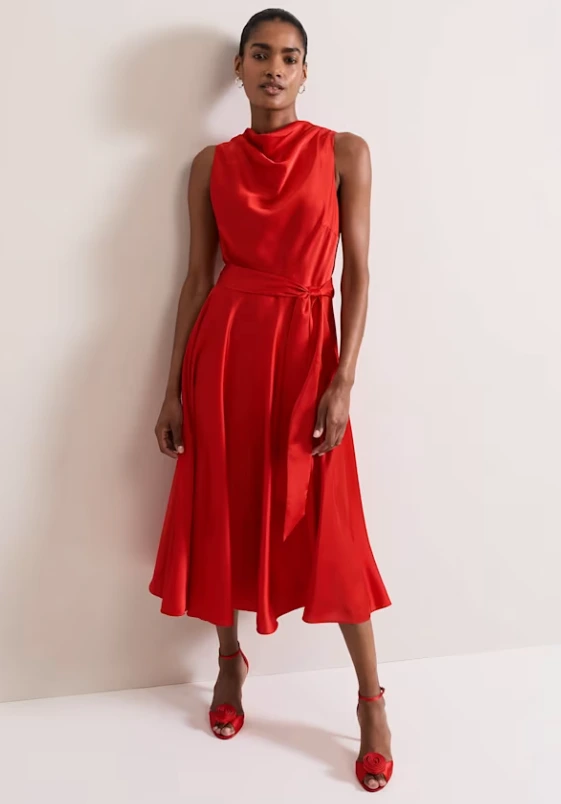 Phase Eight Jasleen Red Satin Dress