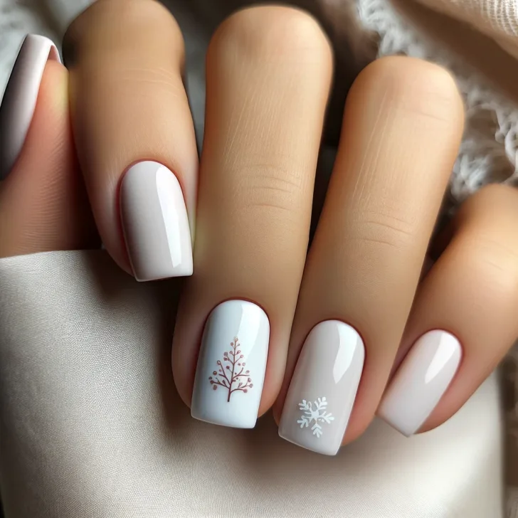 Short, Square Christmas Nails