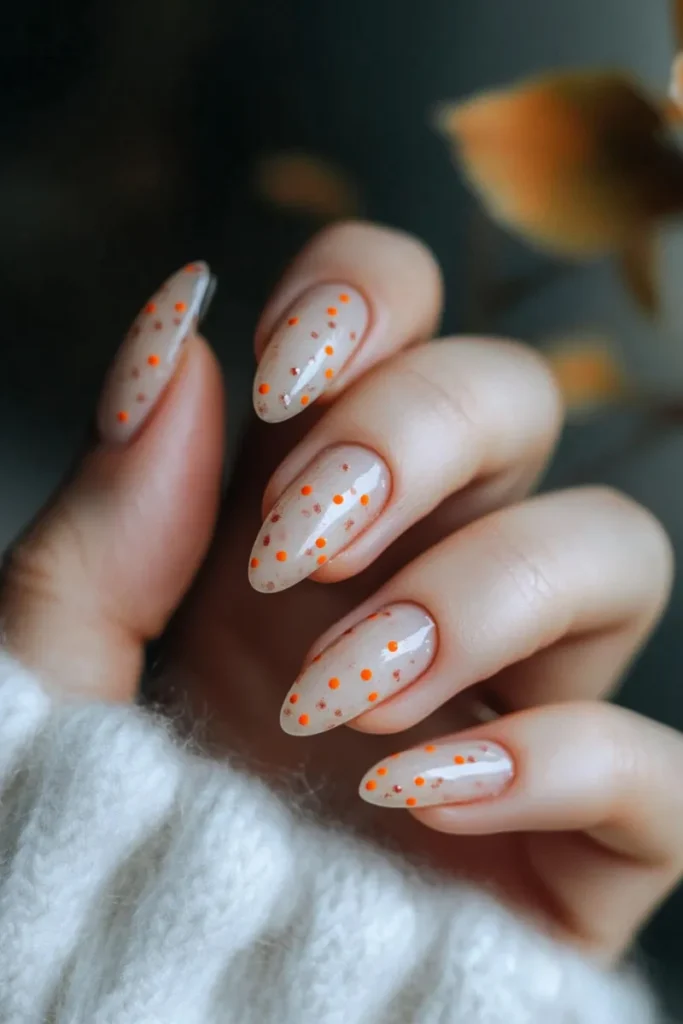  Dot Tiny Orange Polka Dots on a Nude Base
