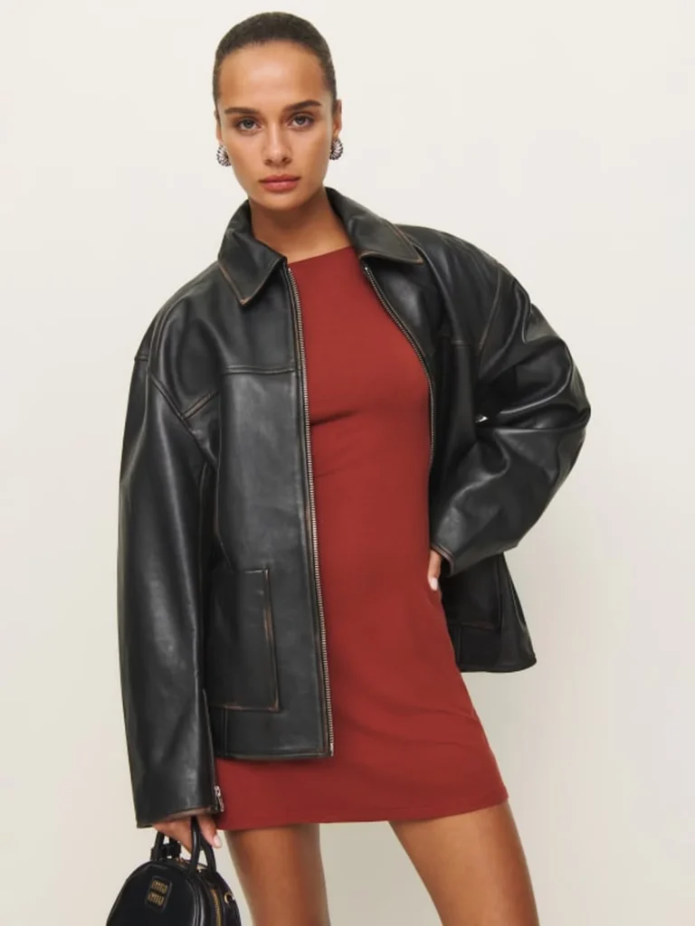 Reformation Veda Bennett Oversized Leather Bomber 