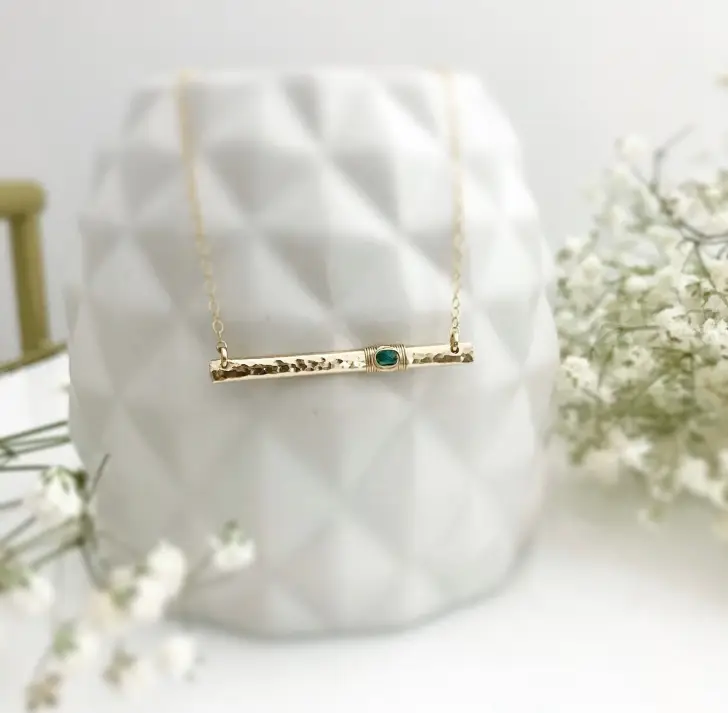 Emerald Bar Necklace