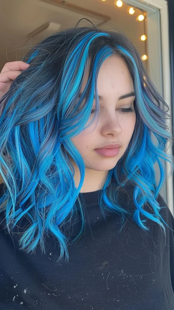 Sapphire Blue Chunky Highlights