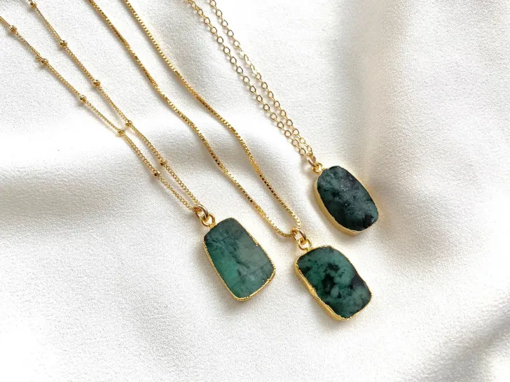 Raw Emerald Pendant Necklace