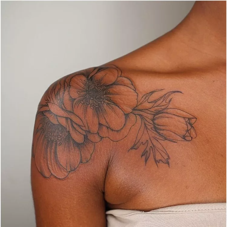 Full Bloom Shoulder Tattoo
