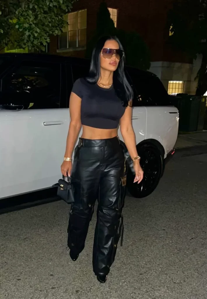 Sleek and Modern: Crop Top + Leather Pants
