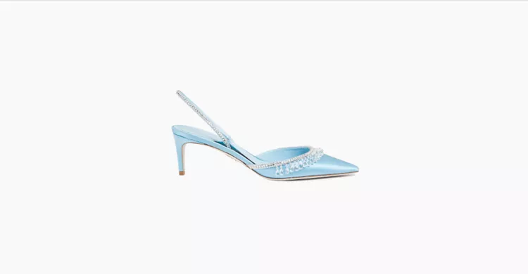 Rene Caovilla 60MM Crystal & Satin Slingback Pumps