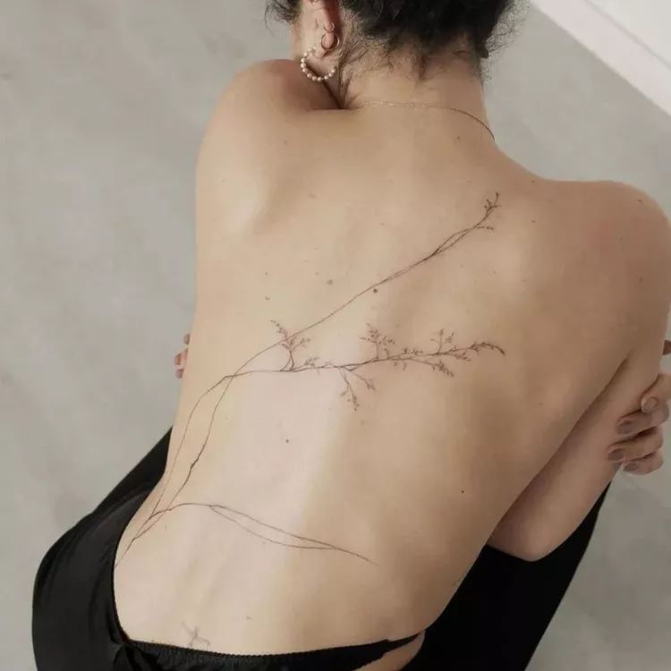 Cascading Branches Back Tattoo
