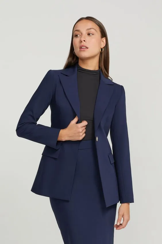 Navy Classic Blazer With Pencil Skirt