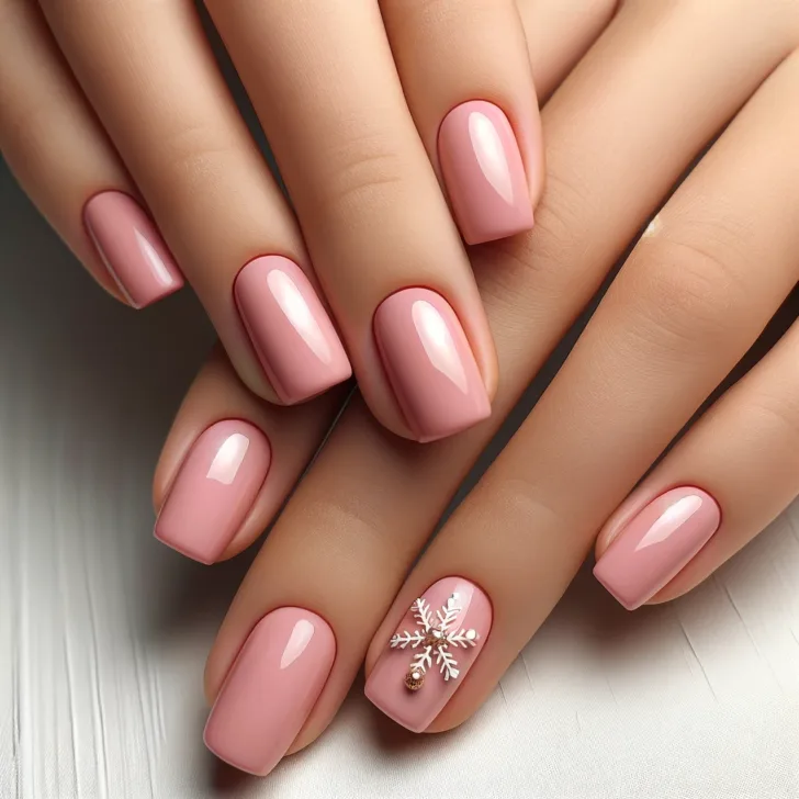 Simple & Elegant Pink Christmas Nails