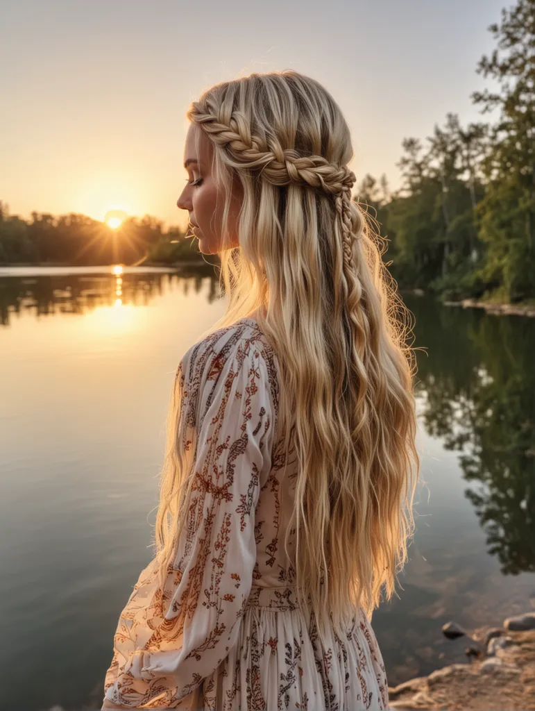 Blonde Boho Waterfall Braid