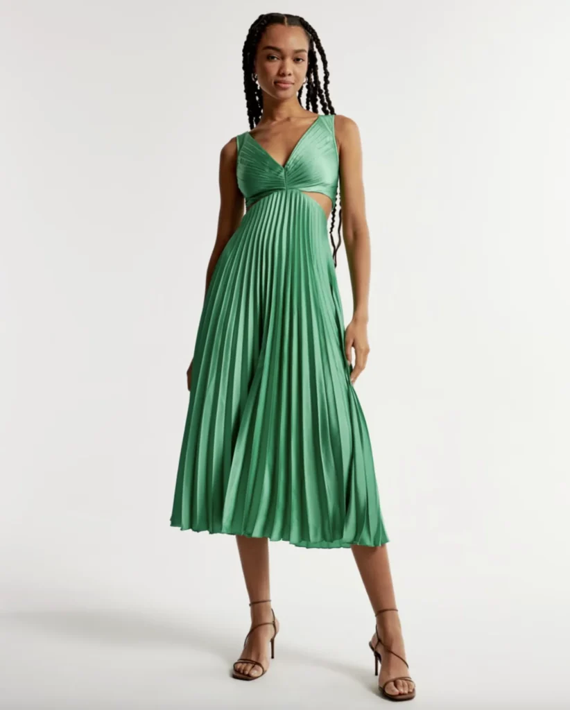 Abercrombie & Fitch The A&F Giselle Pleated Cutout Maxi Dress