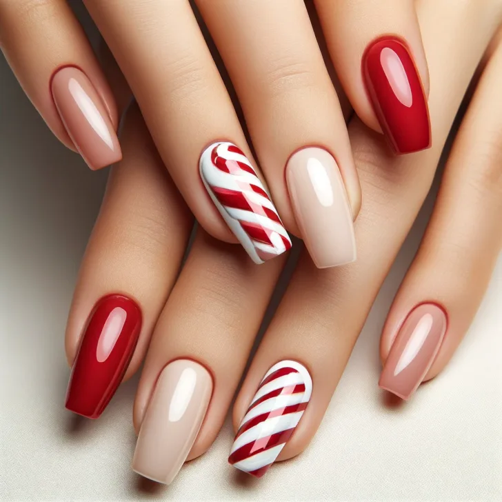 Candy Cane Christmas Nails