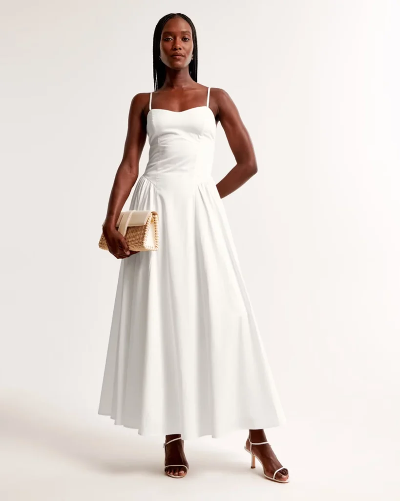 Abercrombie & Fitch Dipped-Waist Sweetheart Maxi Dress