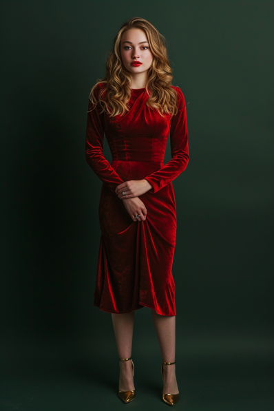 Red Velvet Dress For Holiday Glam