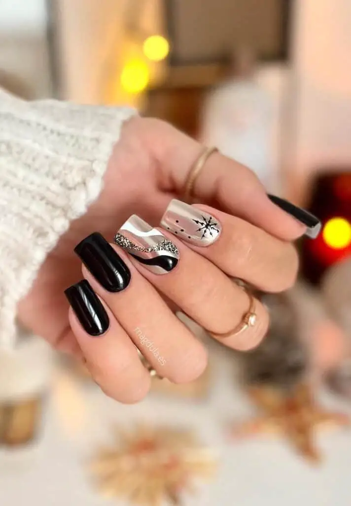 Black Nails Silver