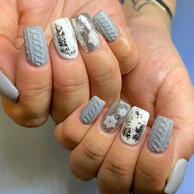 Tons of texture snowflake nails acrylic