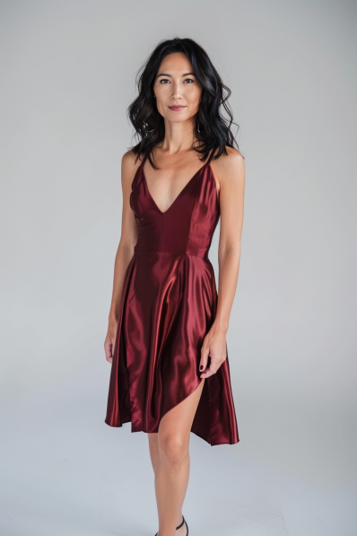 Satin Burgundy Dress 