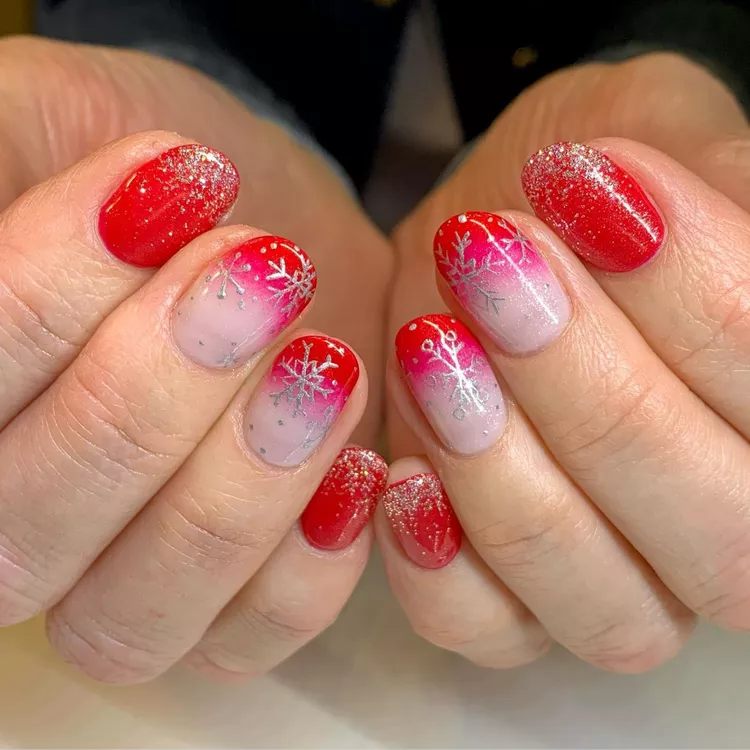 Cranberry Spritz Snowflake Nails