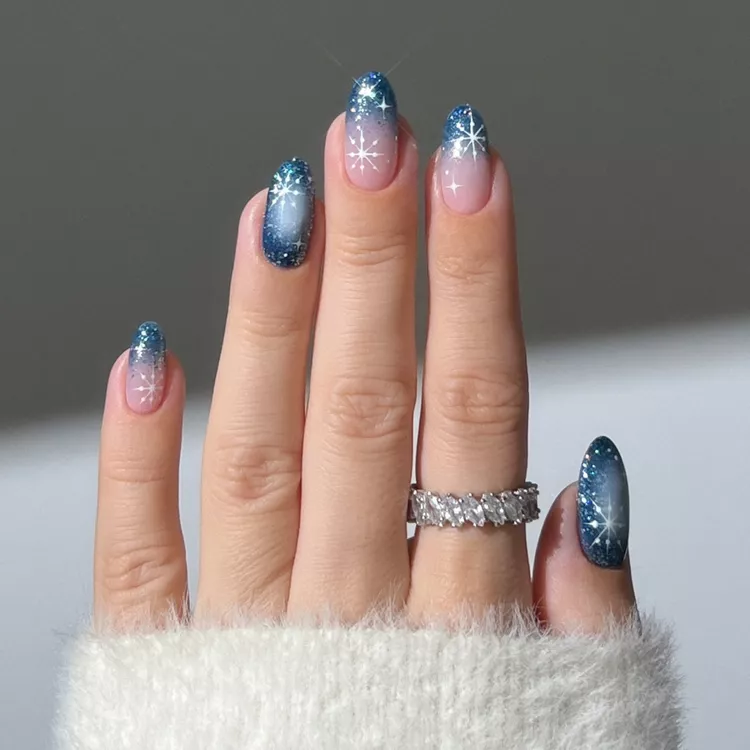 Light Blue Aura Nails