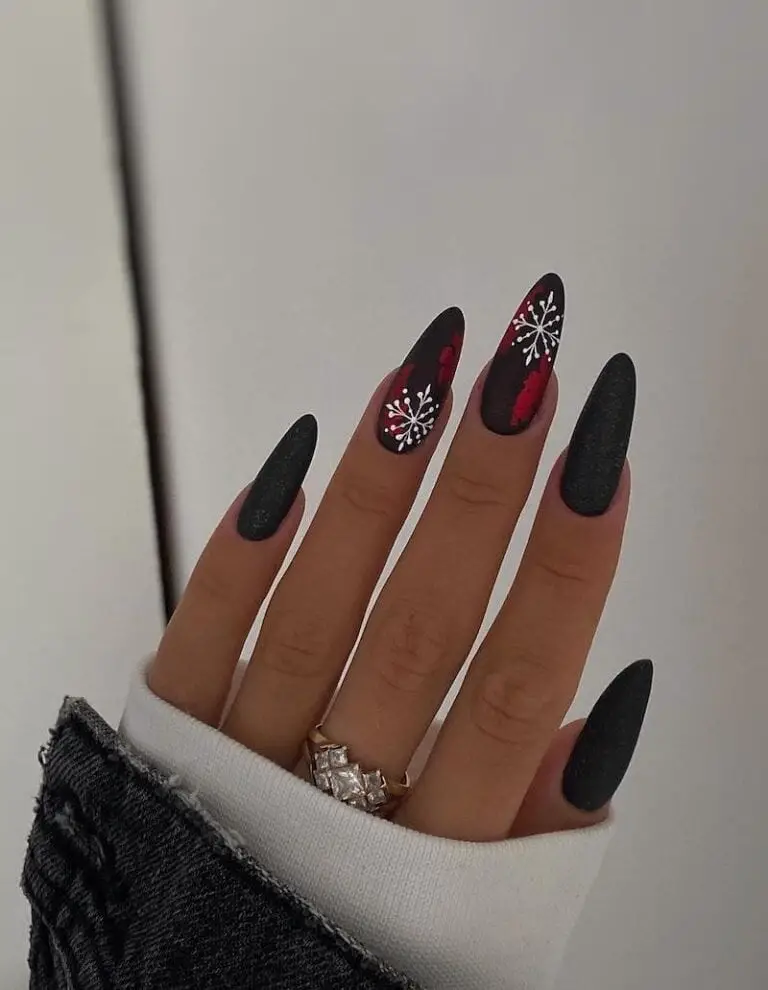 black with red accent nail