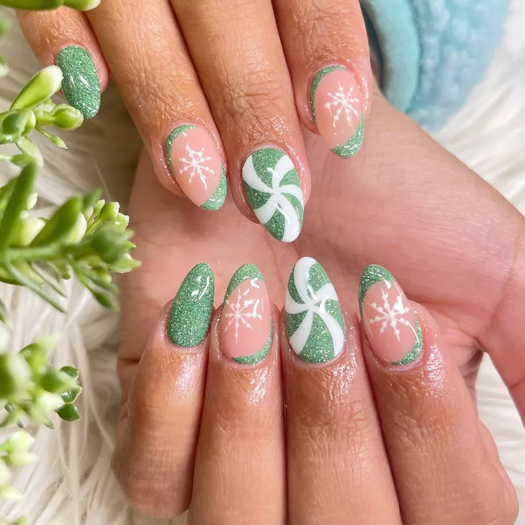 Peppermint Swirl Nails