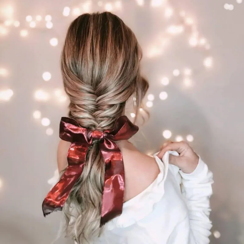 Simple fishtail braid christmas hairstyle