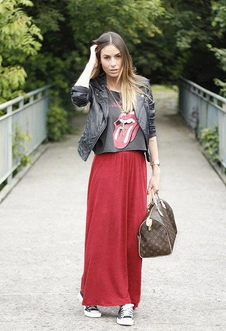 Maxi Skirt with Sneakers Outfits