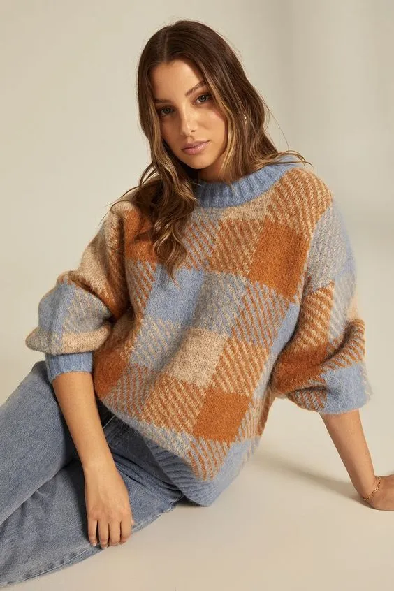 Women's Plaid Knitted Sweater