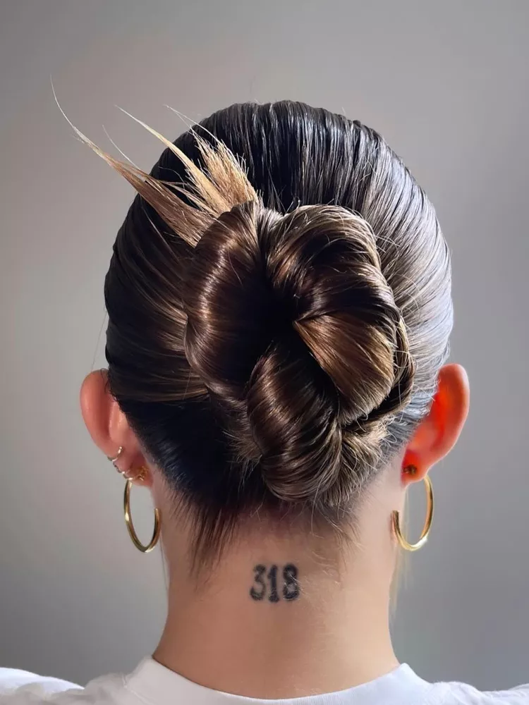 Tight bun hairstyle for medium hair